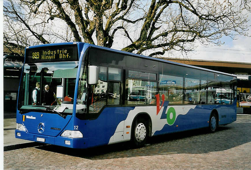 (052'506) - VZO Gr�ningen - Nr. 12/ZH 41'412 - Mercedes am 23. M�rz 2002 beim Bahnhof Wetzikon