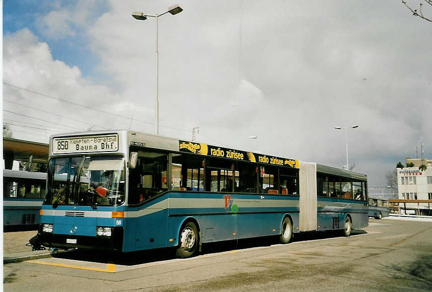 (052'507) - VZO Gr�ningen - Nr. 56/ZH 352'756 - Mercedes am 23. M�rz 2002 beim Bahnhof Wetzikon