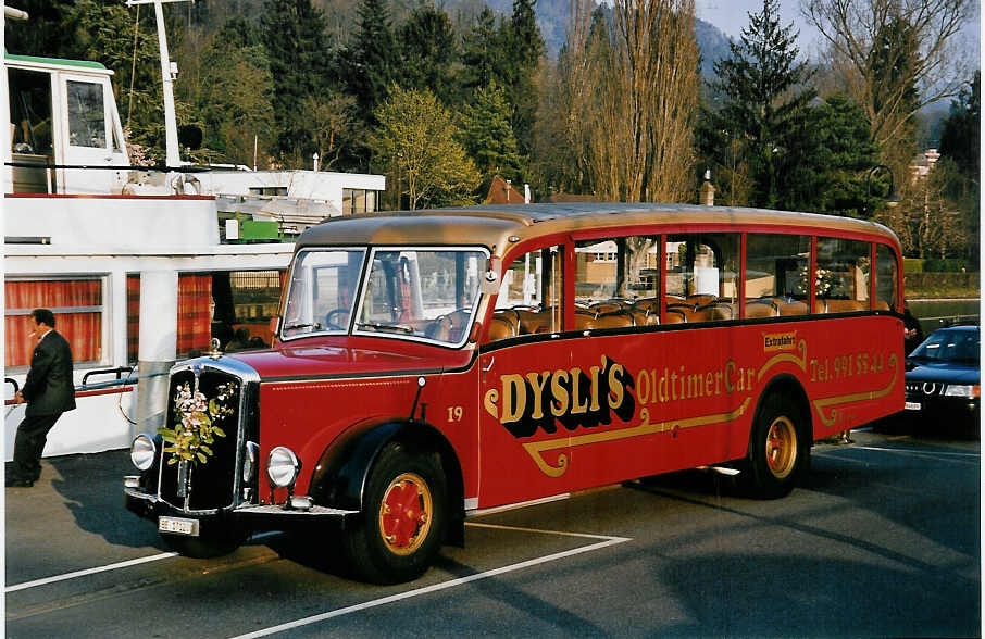 (052'622) - Dysli, Bern - Nr. 19/BE 17'120 - Saurer/Saurer (ex P 23'085; ex P 2137) am 28. M�rz 2002 bei der Schiffl�ndte Thun