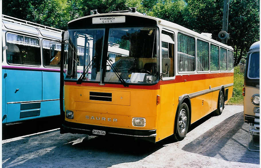 (053'933) - Baumann, Horgenberg - ZH 586'524 - Saurer/T�scher (ex P 24'226) am 22. Juni 2002 in Aigle, Saurertreffen