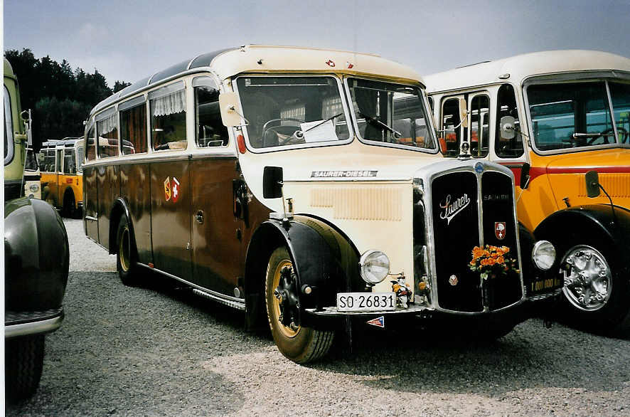 (055'705) - Eberhard, Messen - SO 26'831 - Saurer/Lauber (ex Faigaux, Malleray; ex Sch�pbach, Murten; ex Marti, Kallnach) am 31. August 2002 in Niederbipp, Saurertreffen