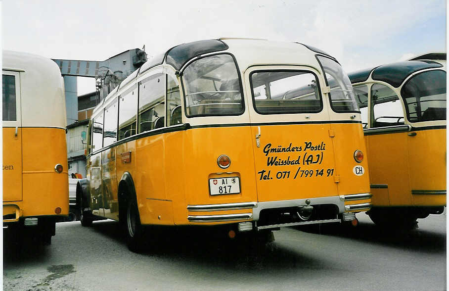 (055'811) - Gm�nder, Weissbad - AI 817 - Saurer/Gangloff (ex P 23'144; ex P 2213) am 31. August 2002 in Niederbipp, Saurertreffen