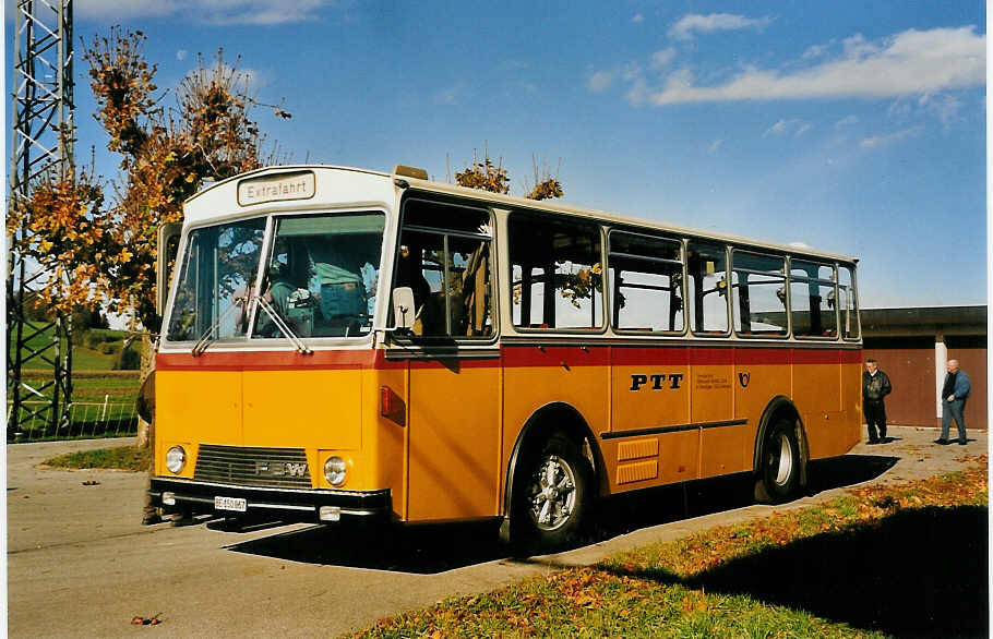 (057'110) - Scheidegger, Sch�nb�hl - BE 150'067 - FBW/Lauber (ex P 23'507) am 26. Oktober 2002 in Schwarzenburg, Aussenlager Museum f�r Kommunikation