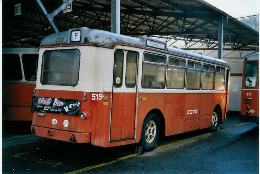 (058'222) - TPG Gen�ve (AGMT) - Nr. 515 - Moser/Hess Personenanh�nger am 1. Januar 2003 in Gen�ve, D�p�t