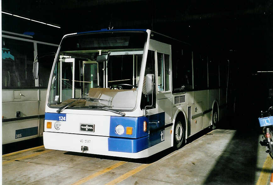 (058'404) - TL Lausanne - Nr. 124/VD 1587 - Van Hool am 1. Januar 2003 in Lausanne, D�p�t Borde