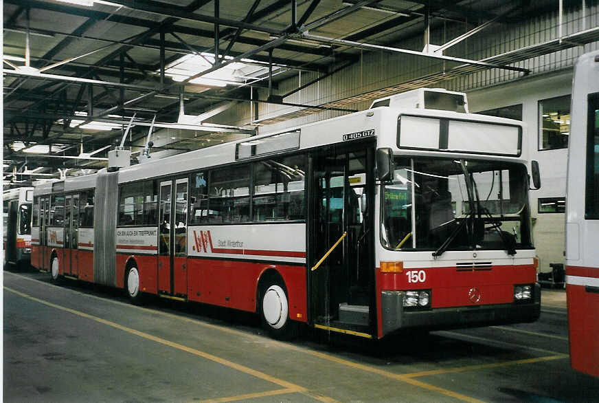 (059'006) - WV Winterthur - Nr. 150 - Mercedes Gelenktrolleybus am 20. Februar 2003 in Winterthur, Depot Gr�zefeld