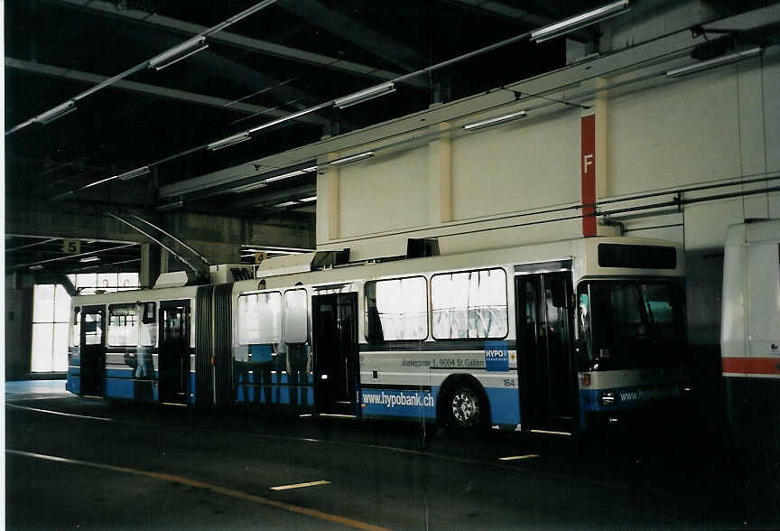 (059'430) - VBSG St. Gallen - Nr. 164 - NAW/Hess Gelenktrolleybus am 29. M�rz 2003 in St. Gallen, Depot