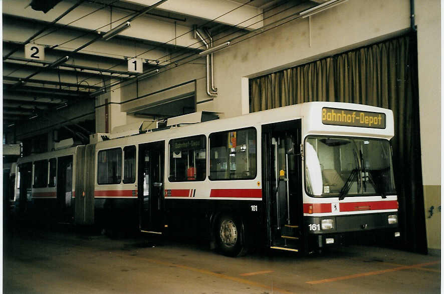 (059'433) - VBSG St. Gallen - Nr. 161 - NAW/Hess Gelenktrolleybus am 29. M�rz 2003 in St. Gallen, Depot