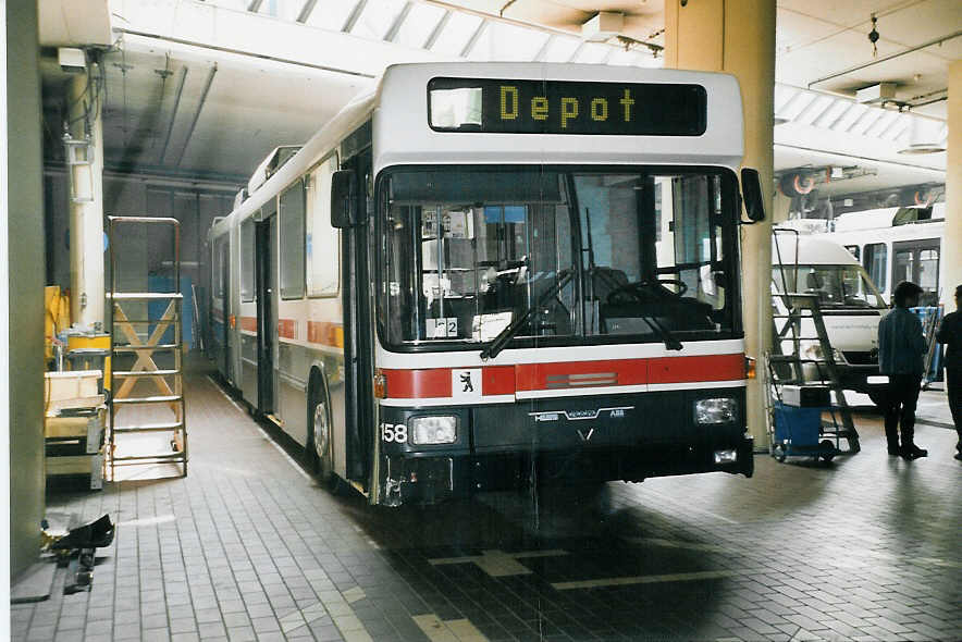 (059'509) - VBSG St. Gallen - Nr. 158 - NAW/Hess Gelenktrolleybus am 29. M�rz 2003 in St. Gallen, Depot