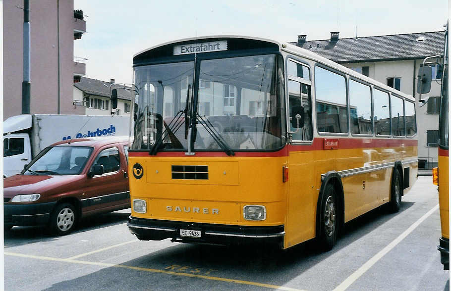 (059'730) - Zimmermann, Niederwangen - BE 9438 - Saurer/T�scher (ex P 24'289) am 14. April 2003 in Biel, Zollhaus