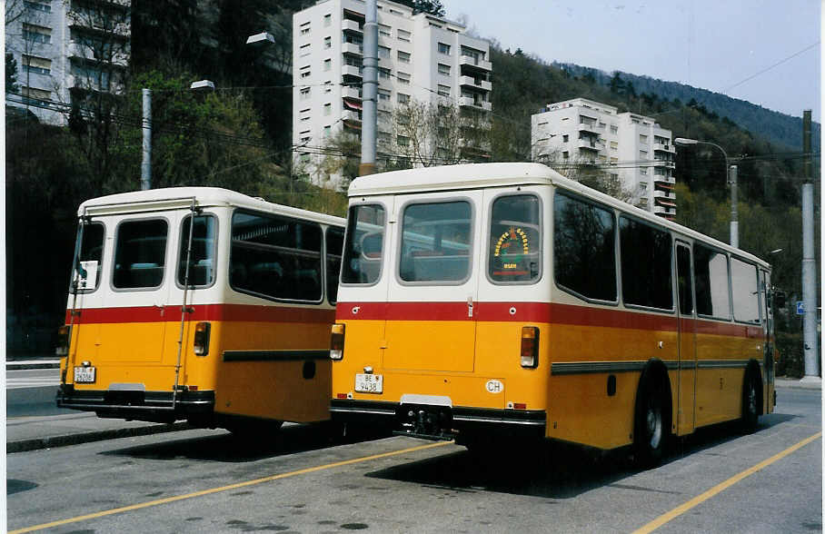 (059'732) - Zimmermann, Niederwangen - BE 9438 - Saurer/T�scher (ex P 24'289) am 14. April 2003 in Biel, Zollhaus