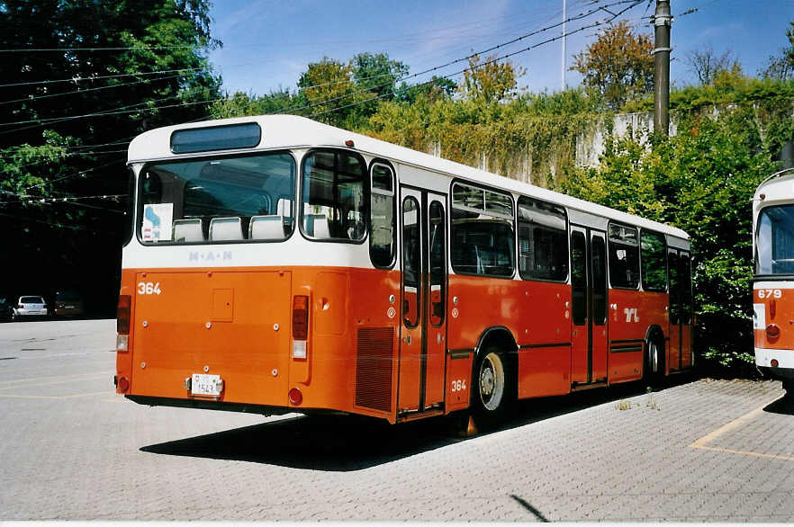 (062'530) - TL Lausanne - Nr. 364/VD 1543 - MAN am 4. August 2003 in Lausanne, D�p�t Borde