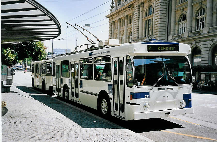 (062'601) - TL Lausanne - Nr. 731 - FBW/Hess Trolleybus am 4. August 2003 in Lausanne, St. Fran�ois