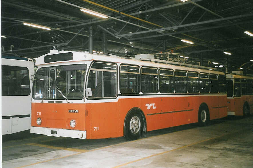 (062'603) - TL Lausanne - Nr. 711 - FBW/Hess Trolleybus am 4. August 2003 in Lausanne, D�p�t Prelaz