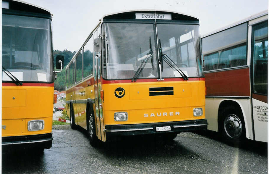 (062'909) - Schmid, Th�rishaus - BE 26'206 - Saurer/T�scher (ex P 24'244) am 30. August 2003 in Niederbipp, Saurertreffen