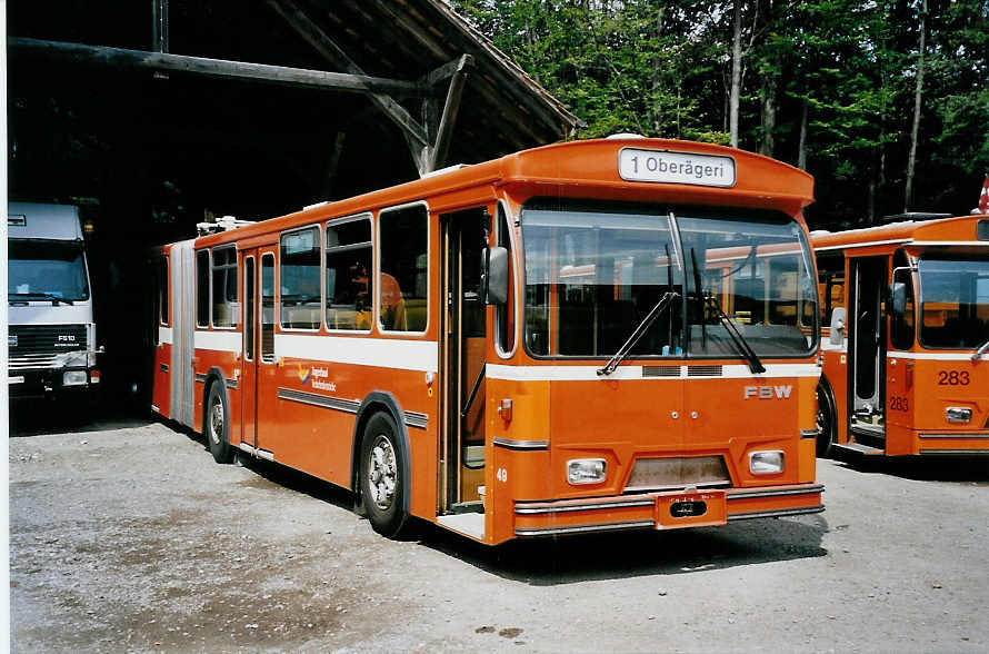(063'321) - ZVB Zug (RWB) - Nr. 49 - FBW/Hess (ex RhV Altst�tten Nr. 101) am 7. September 2003 in Oberburg, Ziegelgut