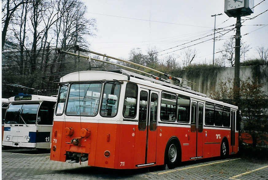 (064'621) - TL Lausanne - Nr. 711 - FBW/Hess Trolleybus am 29. November 2003 in Lausanne, D�p�t Borde