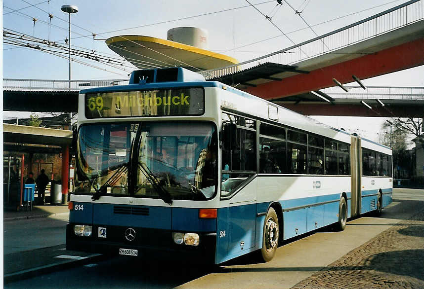 (065'605) - VBZ Z�rich - Nr. 514/ZH 608'514 - Mercedes am 16. Februar 2004 in Z�rich, Bucheggplatz