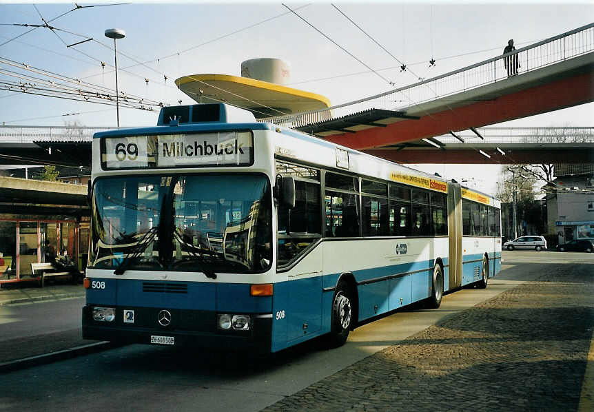 (065'611) - VBZ Z�rich - Nr. 508/ZH 608'508 - Mercedes am 16. Februar 2004 in Z�rich, Bucheggplatz