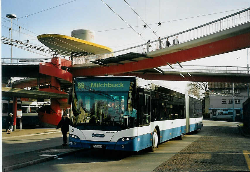 (065'614) - VBZ Z�rich - Nr. 518/ZH 726'518 - Neoplan am 16. Februar 2004 in Z�rich, Bucheggplatz