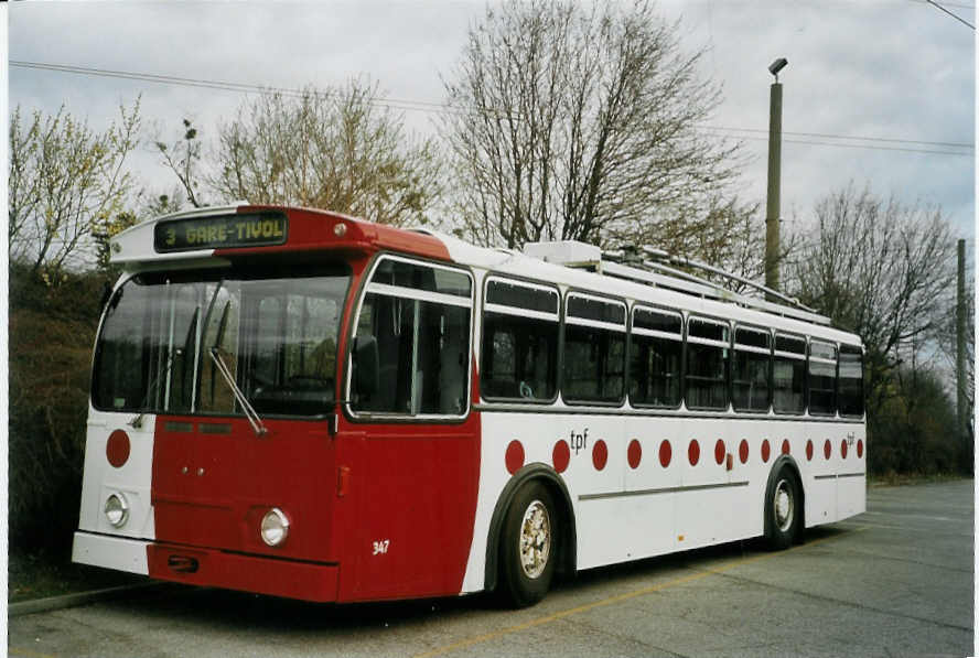 (066'118) - TPF Fribourg - Nr. 347 - FBW/Hess Trolleybus (ex TL Lausanne Nr. 703) am 21. M�rz 2004 in Fribourg, Garage