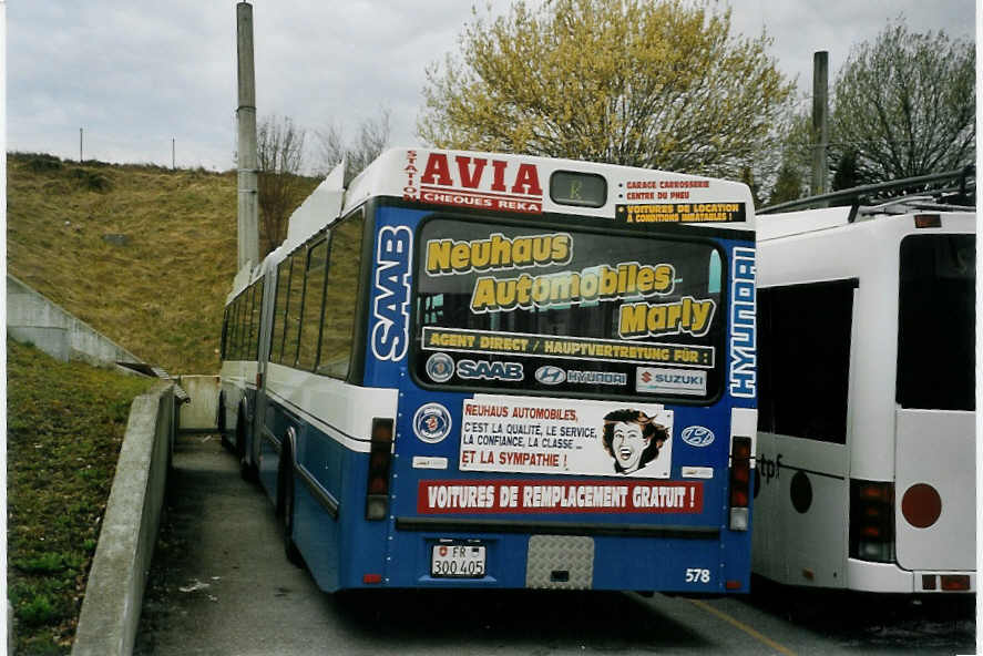 (066'126) - TPF Fribourg - Nr. 578/FR 300'405 - Volvo/Hess (ex TF Fribourg Nr. 178) am 21. M�rz 2004 in Fribourg, Garage