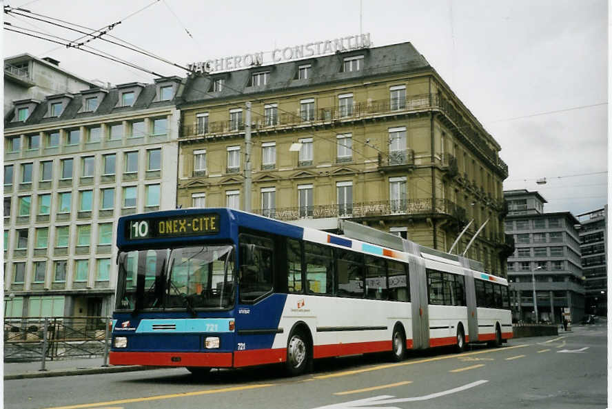(066'222) - TPG Gen�ve - Nr. 721 - NAW/Hess Doppelgelenktrolleybus (ex Nr. 709) am 21. M�rz 2004 in Gen�ve, Bel-Air