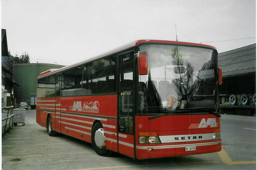 (066'503) - AFA Adelboden - Nr. 6/BE 26'706 - Setra am 17. April 2004 beim G�terbahnhof Frutigen
