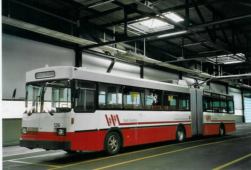(067'101) - WV Winterthur - Nr. 126 - Saurer/FHS Gelenktrolleybus am 24. April 2004 in Winterthur, Depot Gr�zefeld
