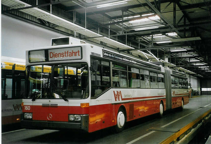 (067'103) - WV Winterthur - Nr. 160 - Mercedes Gelenktrolleybus am 24. April 2004 in Winterthur, Depot Gr�zefeld