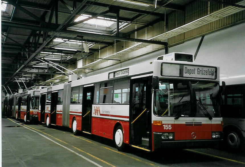 (067'109) - WV Winterthur - Nr. 155 - Mercedes Gelenktrolleybus am 24. April 2004 in Winterthur, Depot Gr�zefeld