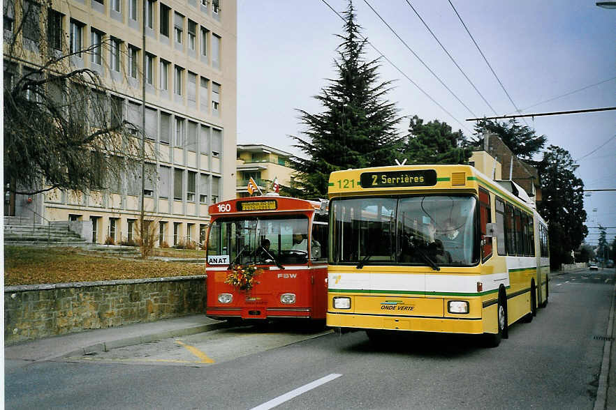 (074'112) - TN Neuch�tel - Nr. 121 - NAW/Hess Gelenktrolleybus am 16. Januar 2005 in Neuch�tel, Tivoli