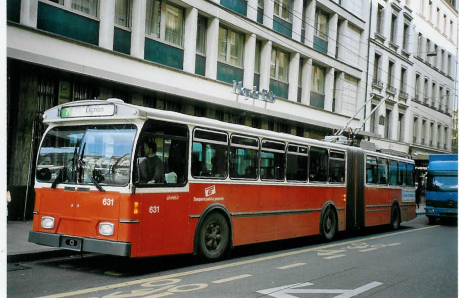 (075'004) - TPG Gen�ve - Nr. 631 - FBW/Hess Gelenktrolleybus am 24. Februar 2005 in Gen�ve, Bel-Air