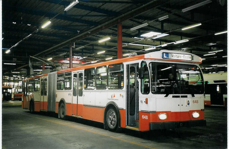 (075'027) - TPG Gen�ve - Nr. 648 - FBW/Hess Gelenktrolleybus am 24. Februar 2005 in Gen�ve, D�p�t