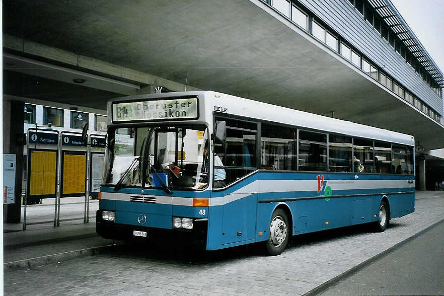 (075'825) - VZO Gr�ningen - Nr. 48/ZH 256'848 - Mercedes am 31. M�rz 2005 beim Bahnhof Uster