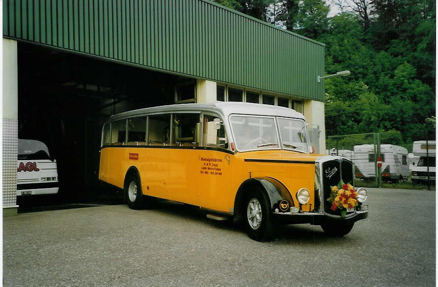 (077'108) - Jaggi, Gelterkinden - BE 80'810 - Saurer/Saurer (ex M�hlemann, Valchava; ex AVG Grindelwald; ex P 23'087) am 5. Juni 2005 in Liestal, Garage AAGL