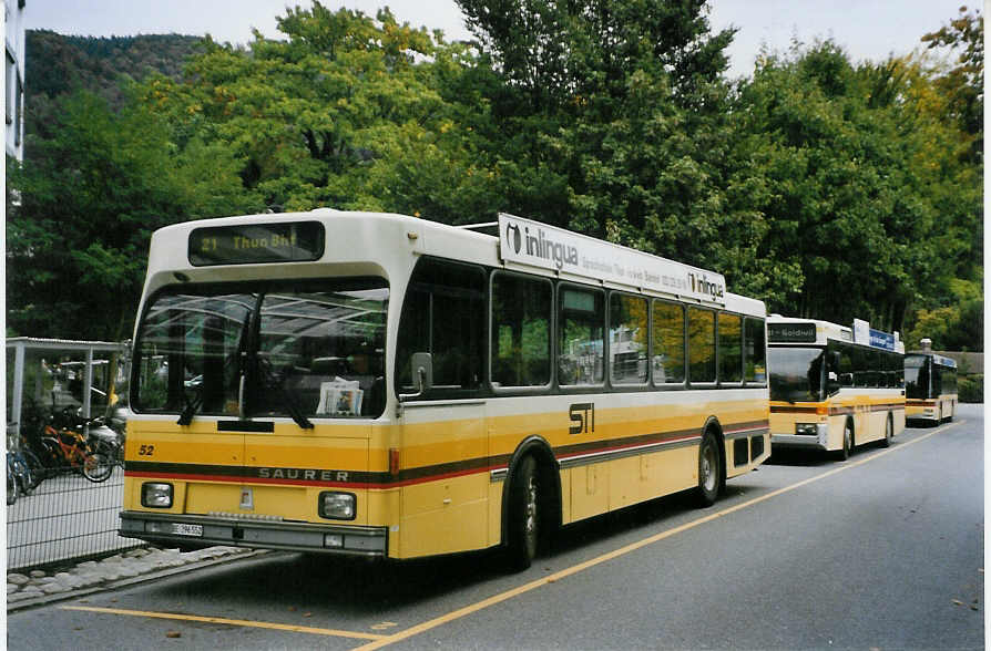 (080'609) - STI Thun - Nr. 52/BE 396'552 - Saurer/R&J am 29. September 2005 bei der Schiffl�ndte Thun