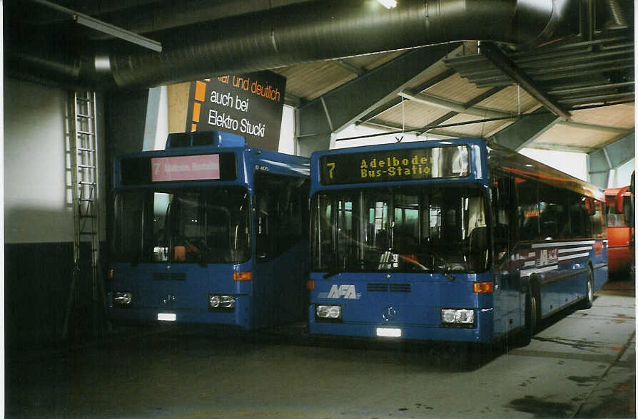 (083'311) - AFA Adelboden - Nr. 17/BE 263'015 - Mercedes (ex Fr�hlich, Z�rich Nr. 603; ex VBZ Z�rich Nr. 682) + Nr. 3/BE 26'703 - Mercedes am 24. Februar 2006 im Autobahnhof Adelboden