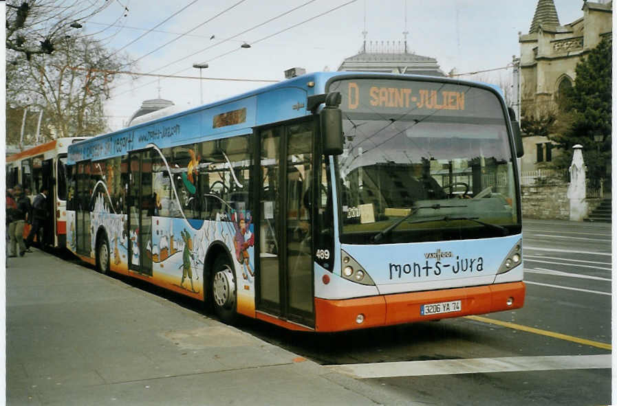 (083'417) - Aus Frankreich: TPG Gen�ve (France) - Nr. 489/3206 YA 74 - Van Hool am 6. M�rz 2006 in Gen�ve, 22-Cantons