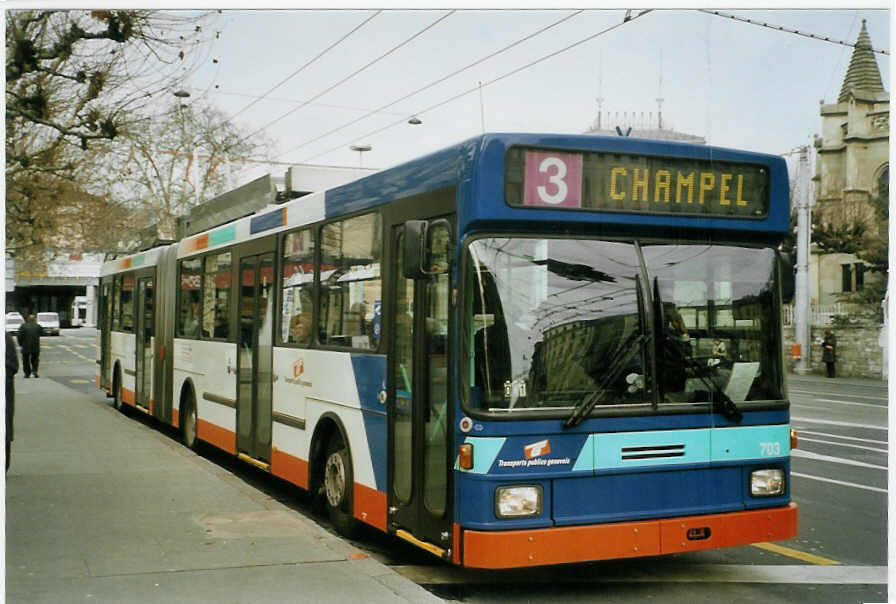 (083'421) - TPG Gen�ve - Nr. 703 - NAW/Hess Gelenktrolleybus am 6. M�rz 2006 in Gen�ve, 22-Cantons