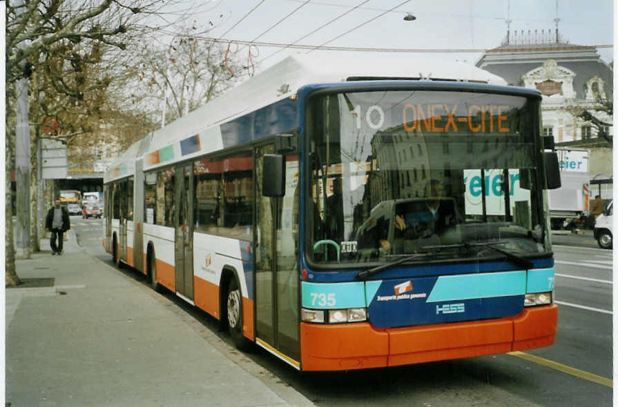 (083'424) - TPG Gen�ve - Nr. 735 - Hess/Hess Gelenktrolleybus am 6. M�rz 2006 in Gen�ve, 22-Cantons