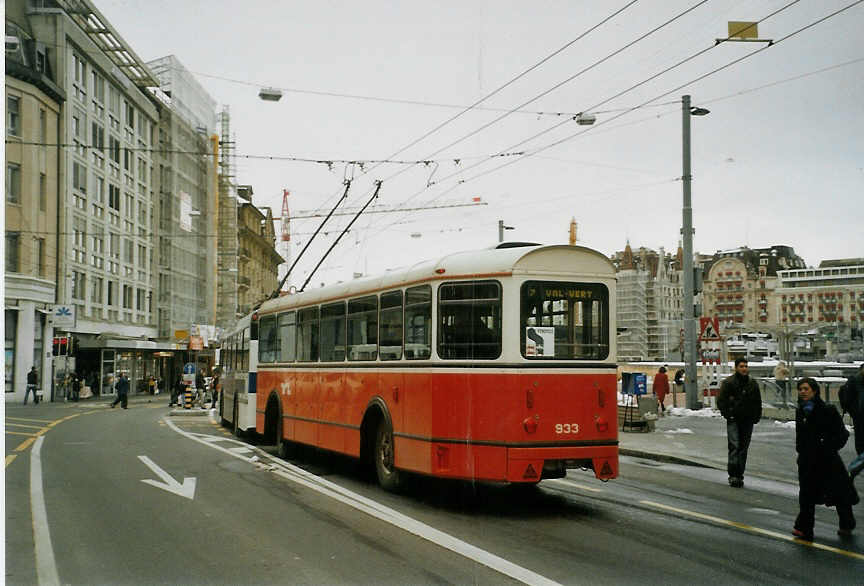 (083'803) - TL Lausanne - Nr. 933 - Moser/Eggli-Mischler Personenanh�nger am 6. M�rz 2006 in Lausanne, Bel-Air