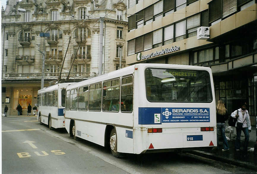(083'809) - TL Lausanne - Nr. 918 - Lanz+Marti/Hess Personenanh�nger am 6. M�rz 2006 in Lausanne, Bel-Air