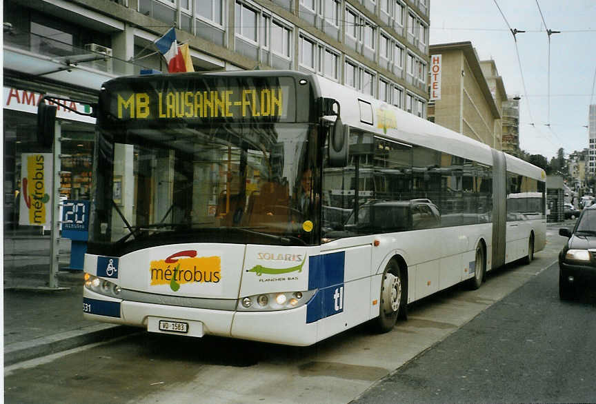 (083'825) - TL Lausanne - Nr. 531/VD 1583 - Solaris am 6. M�rz 2006 beim Bahnhof Lausanne