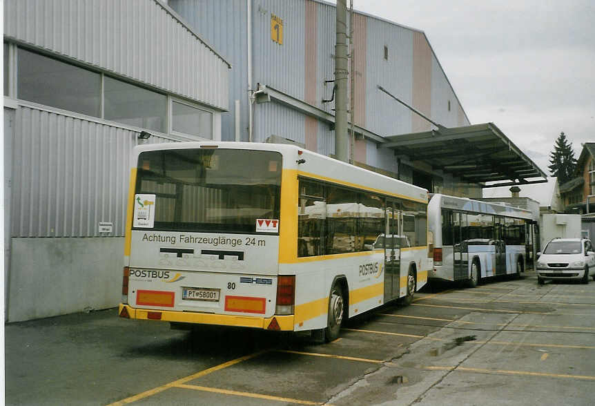 (084'714) - Aus Oesterreich: PostBus - PT 58'001 - Lanz+Marti/Hess Personenanh�nger am 8. Mai 2006 in Thun, Expo