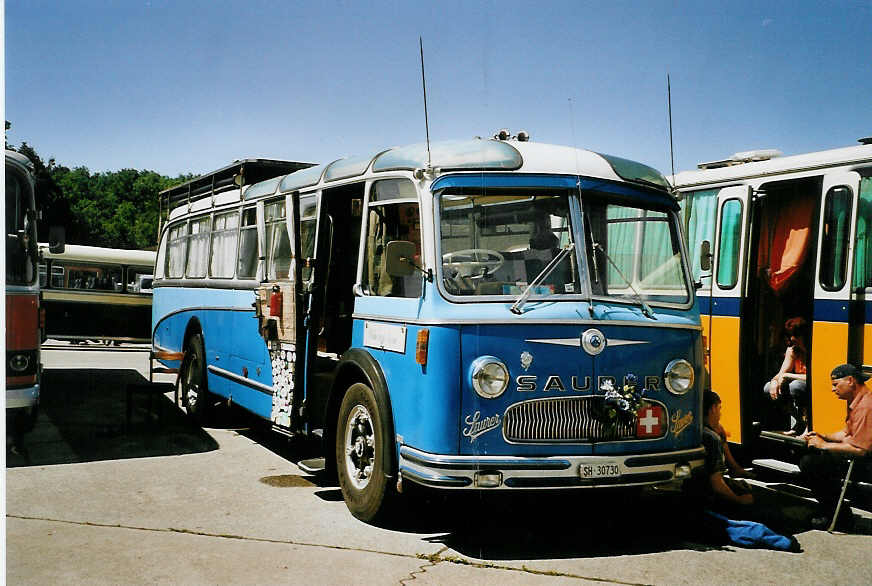 (086'502) - Bolliger, Stetten - SH 30'730 - Saurer/R&J (ex Sol�r+Fontana, Ilanz Nr. 8) am 18. Juni 2006 in Hinwil, AMP