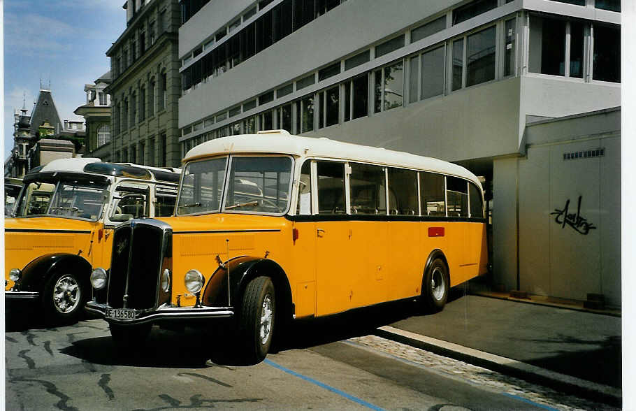 (086'837) - Schumacher, Liebefeld - BE 136'580 - Saurer/FHS-Hess (ex Mittner-Keller, Etzgen; ex Keller, Hottwil) am 25. Juni 2006 in Bern, Museum f�r Kommunikation