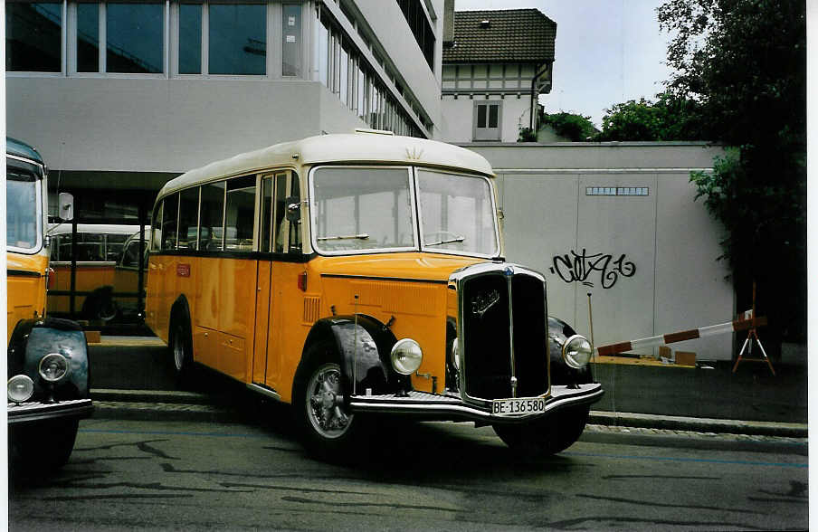 (087'015) - Schumacher, Liebefeld - BE 136'580 - Saurer/FHS-Hess (ex Mittner-Keller, Etzgen; ex Keller, Hottwil) am 25. Juni 2006 in Bern, Museum f�r Kommunikation