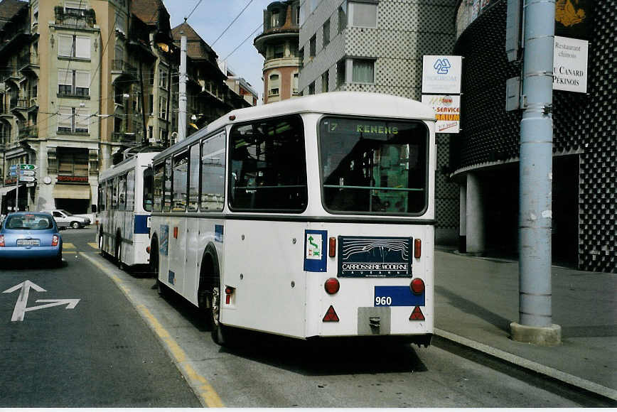 (087'818) - TL Lausanne - Nr. 960 - Rochat/Lauber Personenanh�nger am 26. Juli 2006 in Lausanne, Chauderon