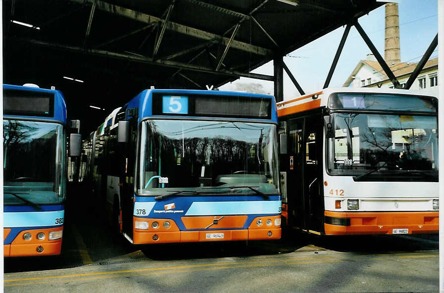 (092'821) - TPG Gen�ve - Nr. 378/GE 96'943 - Volvo am 17. M�rz 2007 in Gen�ve, D�p�t